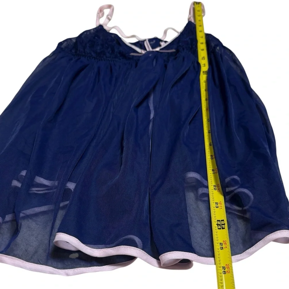 Victoria's Secret Navy and Pink Teddy Underwear Set Dainty Feminine Sexy L‎